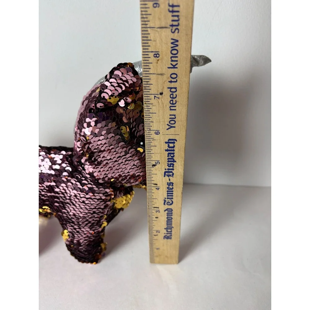GOFFA Plush‎ Unicorn Toy Flip Sequins Pink Gold Glitter Horn Stuffed Animal